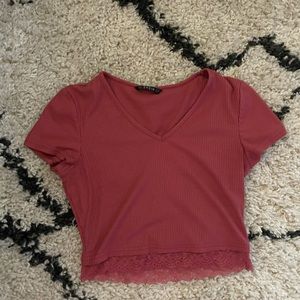 Cropped SHEIN Tee with Lace